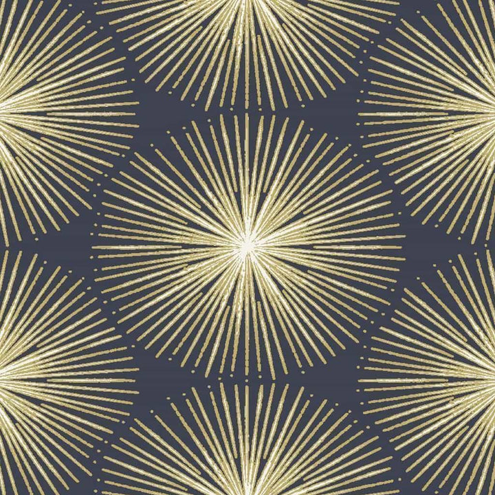 Sublime Fire Circle Gold on Navy Blue Wallpaper - 105980