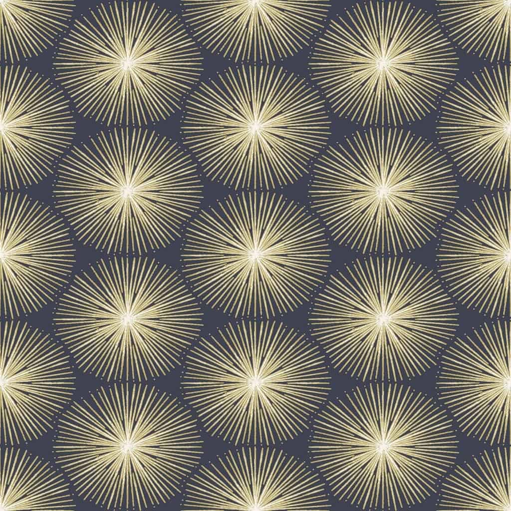 Sublime Fire Circle Gold on Navy Blue Wallpaper - 105980