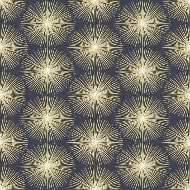 Sublime Fire Circle Gold on Navy Blue Wallpaper - 105980