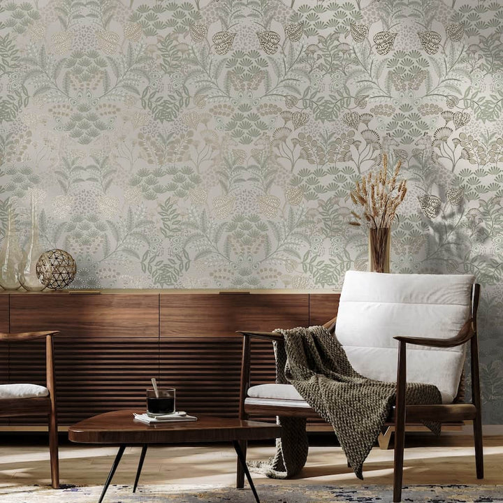  - Superfresco Easy Jungle Day Beige Metallic Wallpaper - 125011 - Decor Warehouse