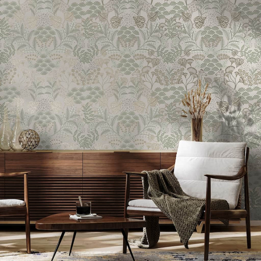  - Superfresco Easy Jungle Day Beige Metallic Wallpaper - 125011 - Decor Warehouse