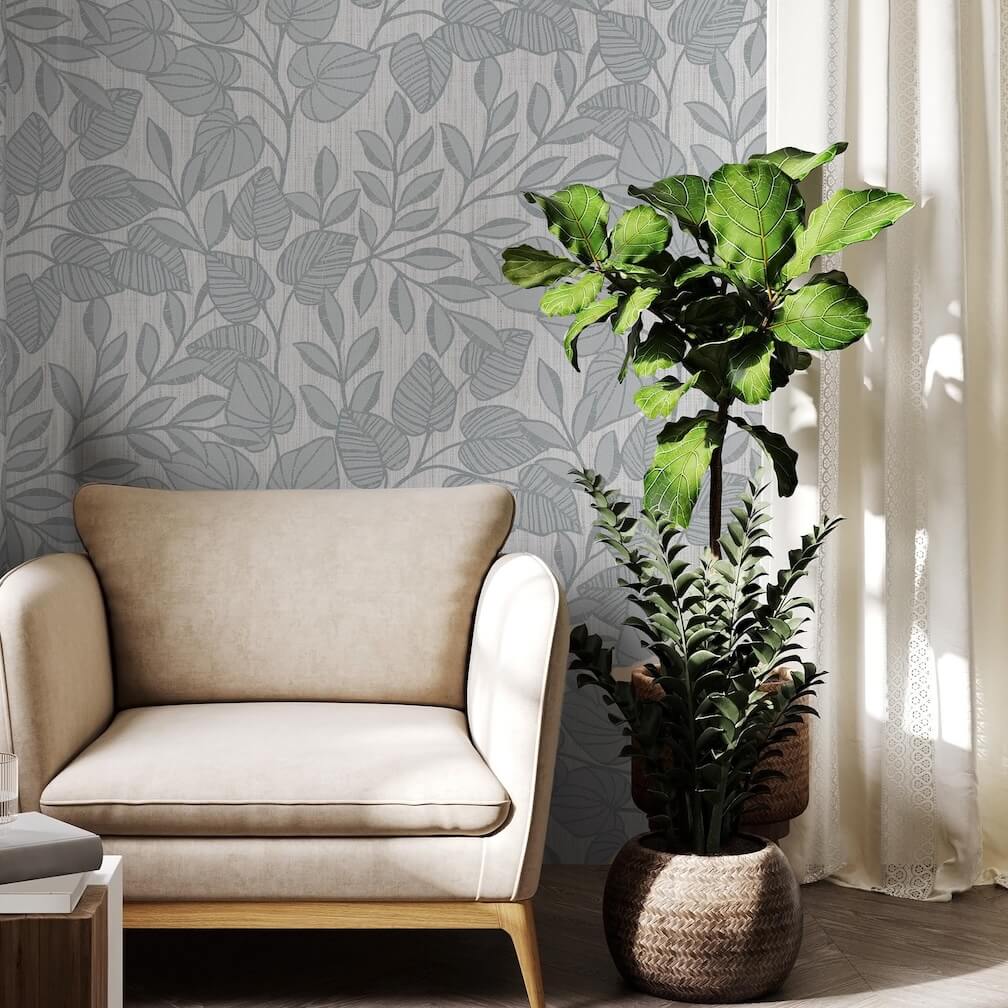 Superfresco Easy Linden Leaf Trail Duck Egg Wallpaper - 140044