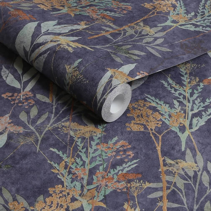 Superfresco Easy Solstice Navy Copper Wallpaper - 125062