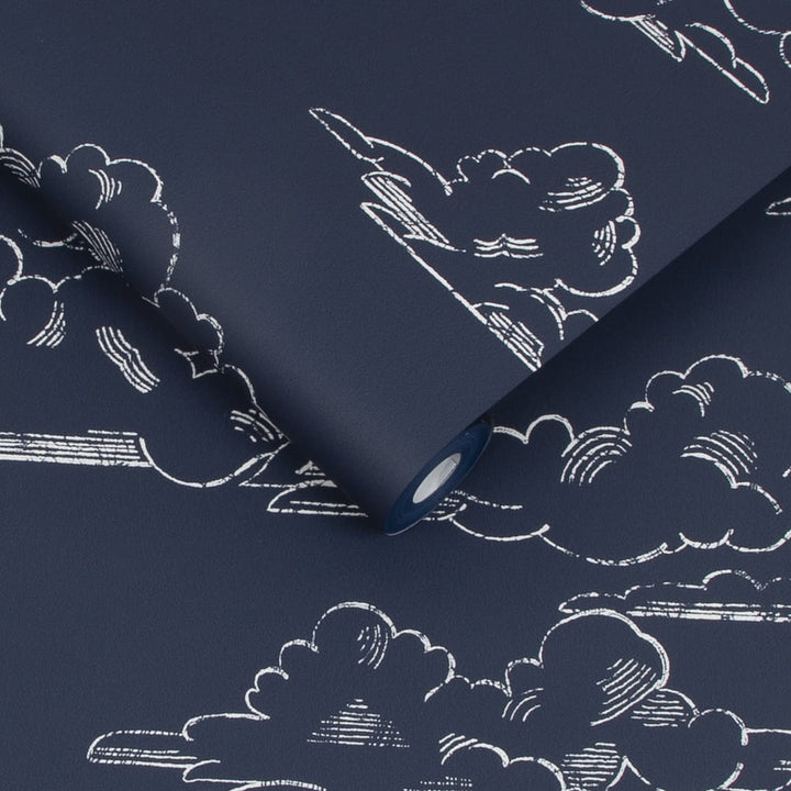  - Superfresco Vintage Clouds Navy Wallpaper - 108554 - Decor Warehouse