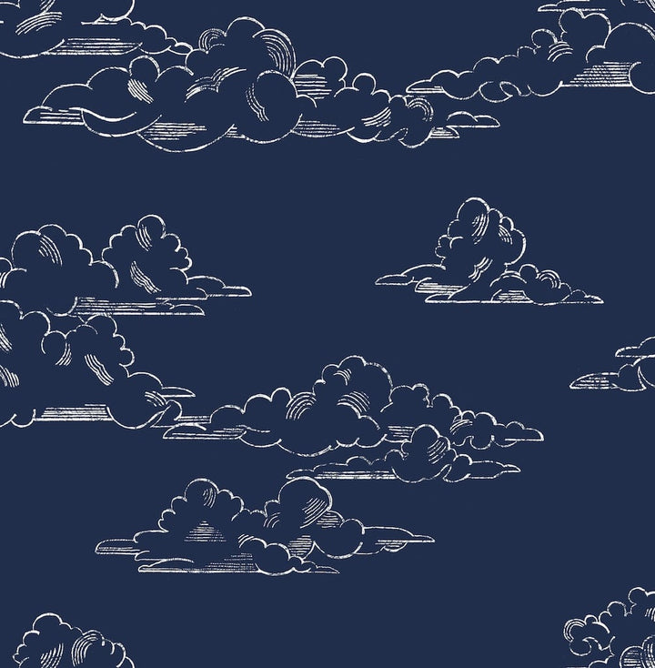  - Superfresco Vintage Clouds Navy Wallpaper - 108554 - Decor Warehouse