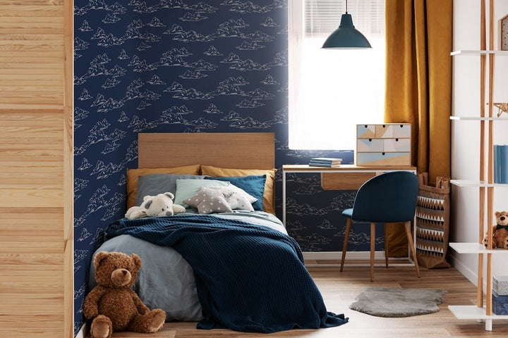  - Superfresco Vintage Clouds Navy Wallpaper - 108554 - Decor Warehouse