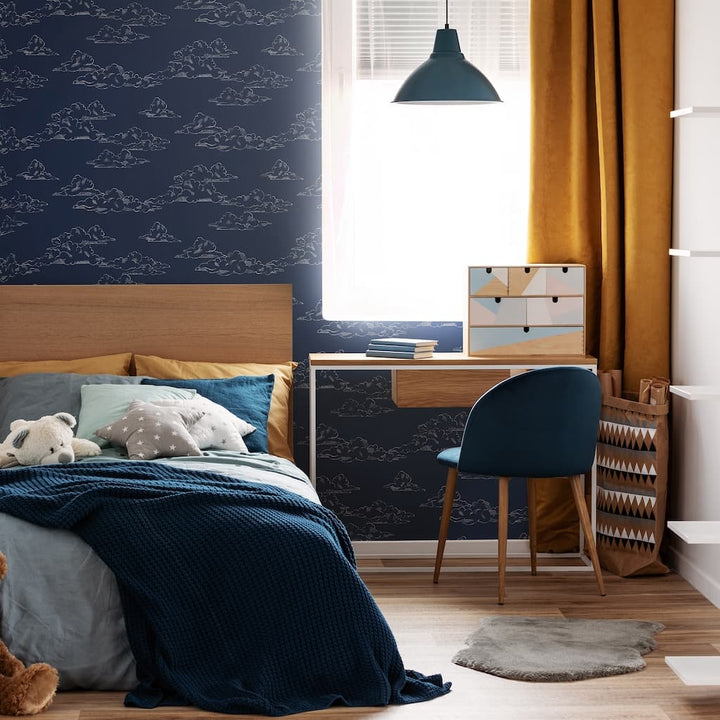  - Superfresco Vintage Clouds Navy Wallpaper - 108554 - Decor Warehouse