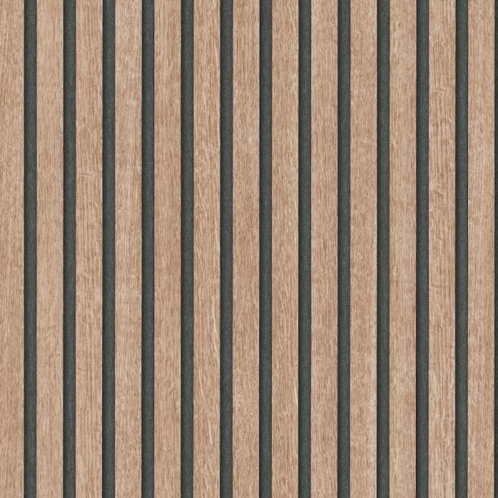 Acoustic Wood Panelling Beige Wallpaper by Erismann