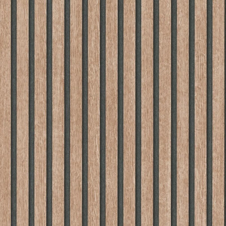 Acoustic Wood Panelling Beige Wallpaper by Erismann