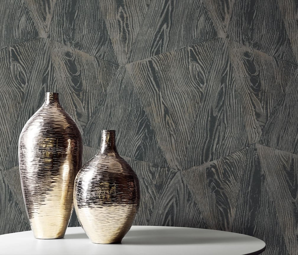 The Erismann Sonata Wood Grain Black Wallpaper - 10439 - 47