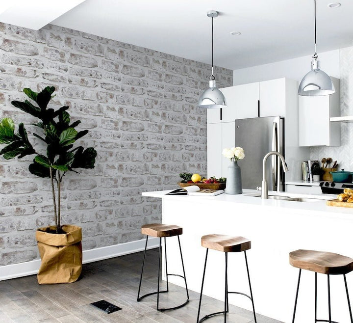 671100 - Arthouse - Whitewashed Wall White Wallpaper - Decor Warehouse