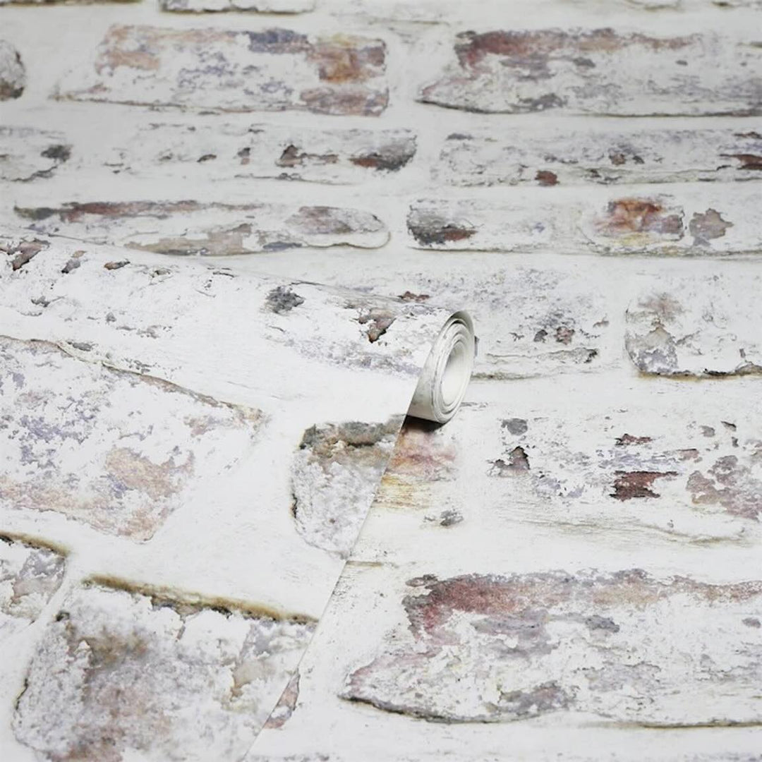 671100 - Arthouse - Whitewashed Wall White Wallpaper - Decor Warehouse