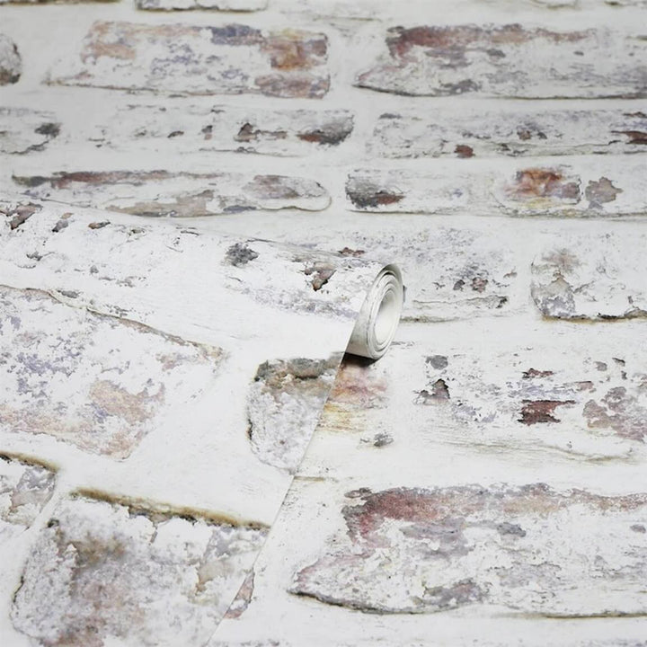 671100 - Arthouse - Whitewashed Wall White Wallpaper - Decor Warehouse