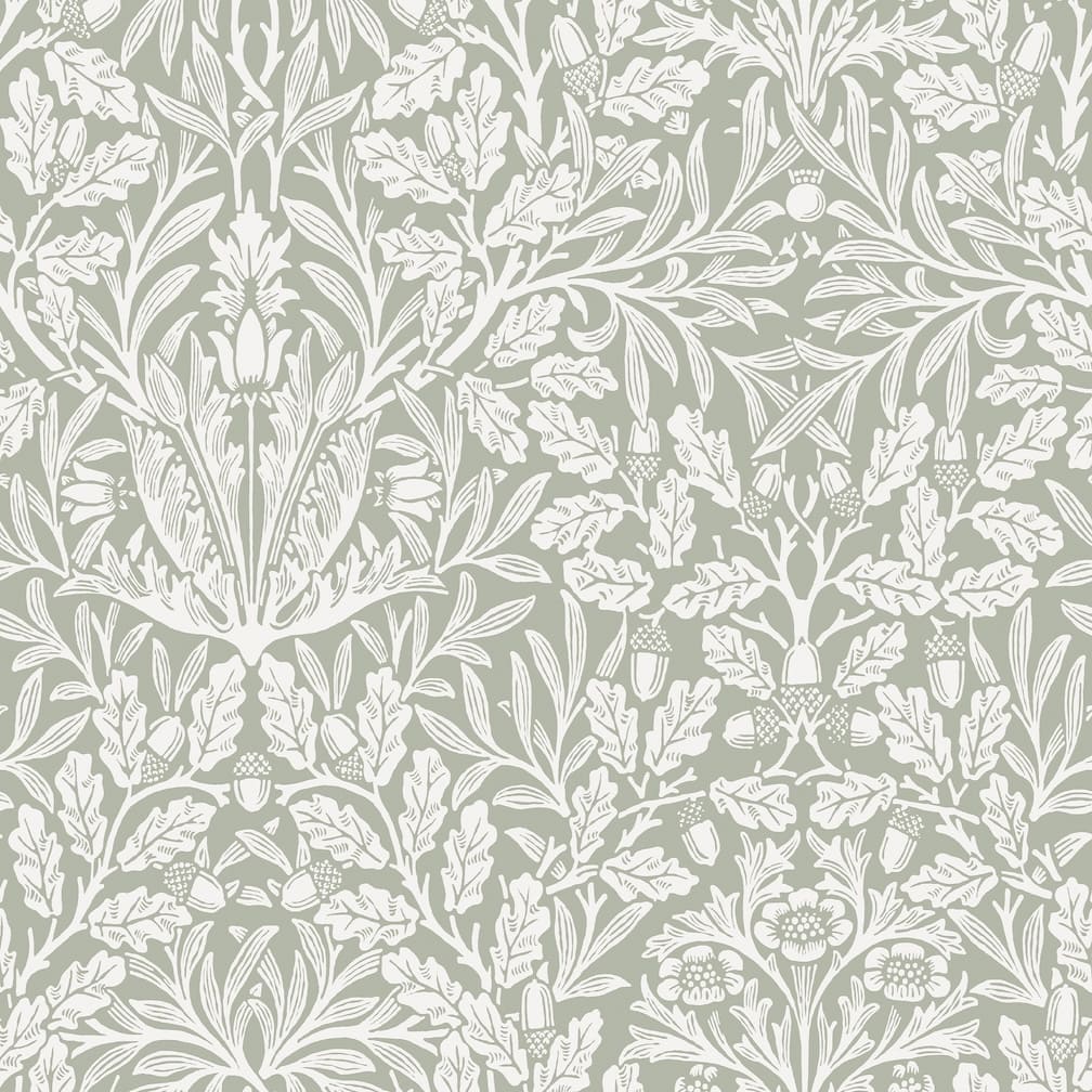 William Morris Acorn Sage Wallpaper - 140492