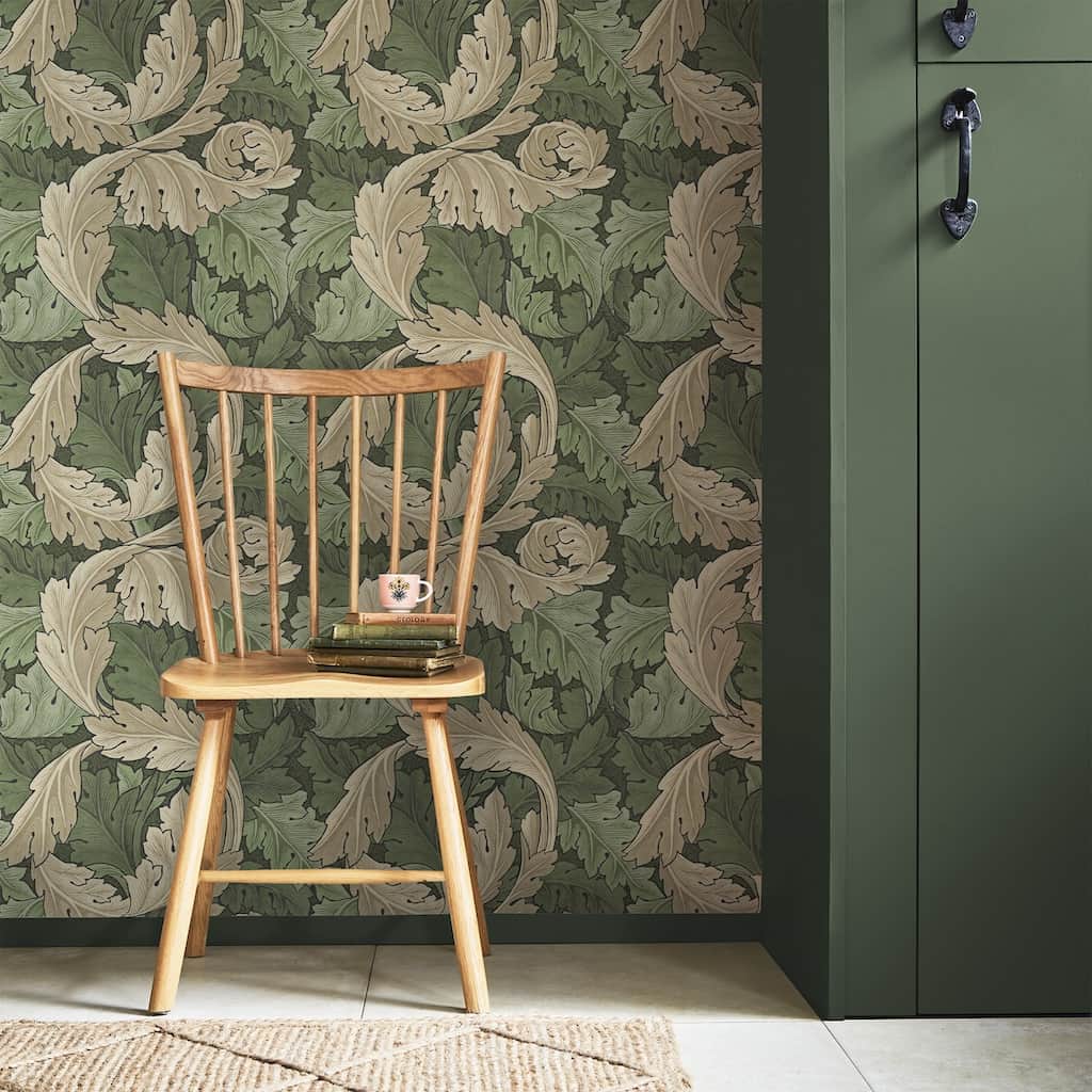 William Morris At Home Acanthus Green Wallpaper Kitchen roomset -124227 - Decor Warehouse