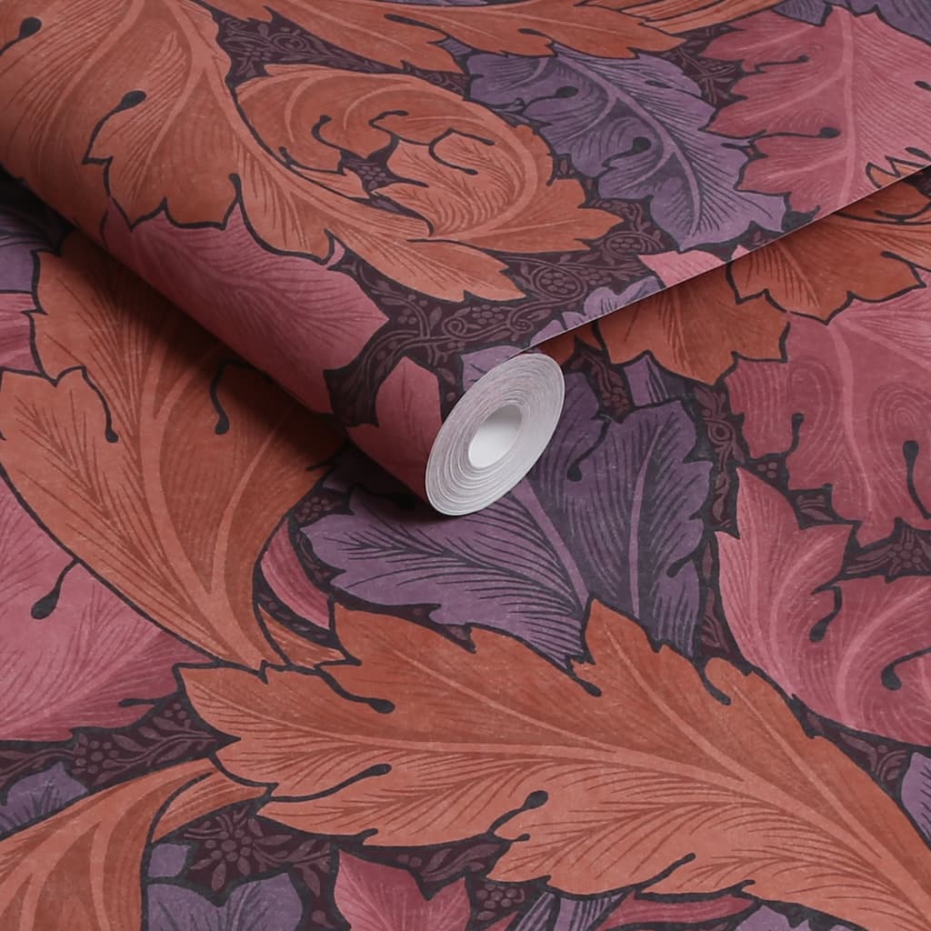 William Morris At Home Acanthus Plum Wallpaper Roll - 124223 - Decor Warehouse