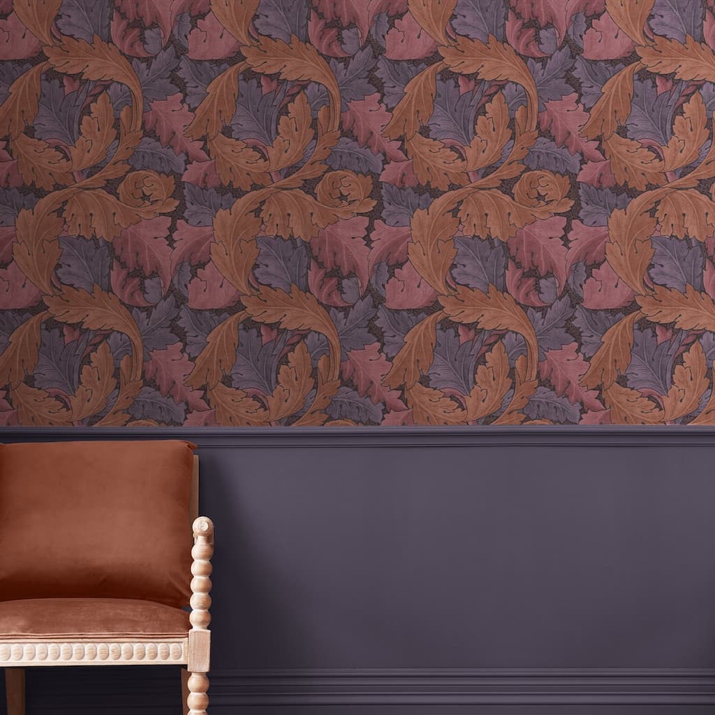 William Morris At Home Acanthus Plum Wallpaper in a Hallway - 124223 - Decor Warehouse