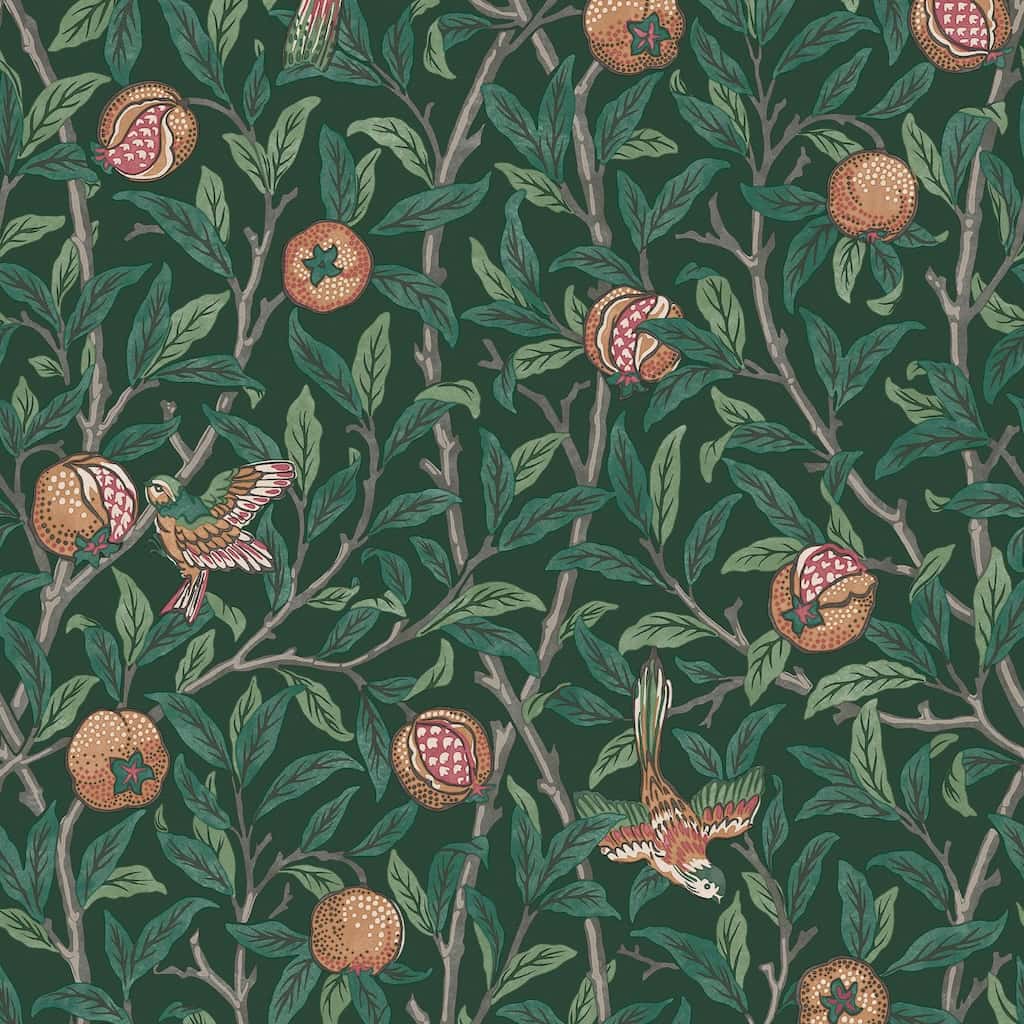  - William Morris At Home Bird & Pomegranate Deep Green Wallpaper - 124260 - Decor Warehouse