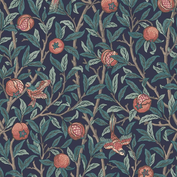  - William Morris At Home Bird & Pomegranate Navy Blue Wallpaper - 124259 - Decor Warehouse