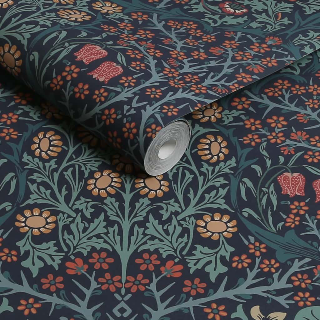 William Morris At Home Blackthorn Navy Wallpaper Roll