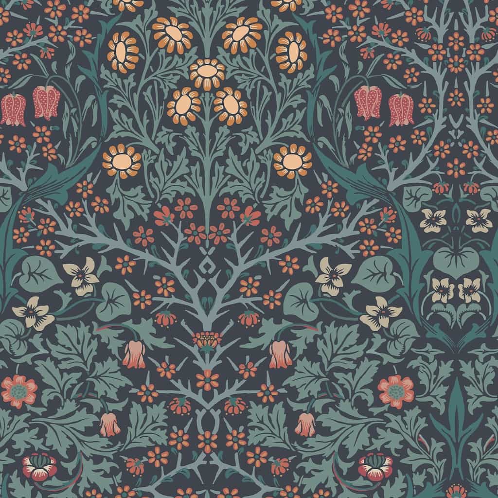 124251 - William Morris Wallpaper - William Morris At Home Blackthorn Navy Wallpaper - Floral wallpaper collection