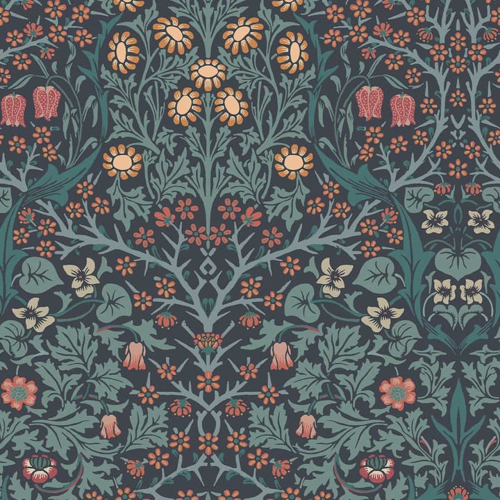 124251 - William Morris Wallpaper - William Morris At Home Blackthorn Navy Wallpaper - Floral wallpaper collection