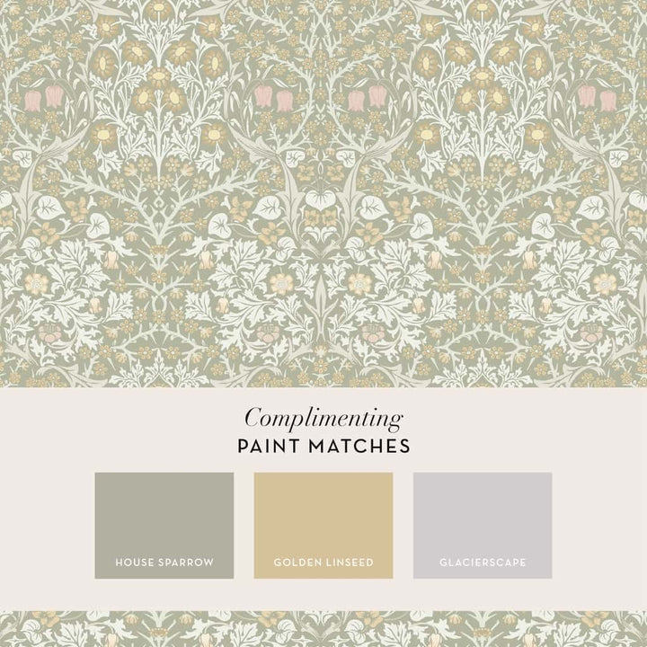 124253 - William Morris Wallpaper - William Morris At Home Blackthorn Sage Wallpaper - Decor Warehouse