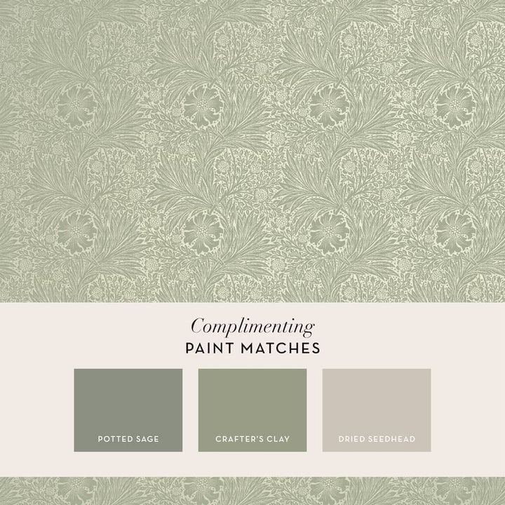 124256 - William Morris Wallpaper - William Morris At Home Marigold Fibrous Sage Wallpaper - Decor Warehouse