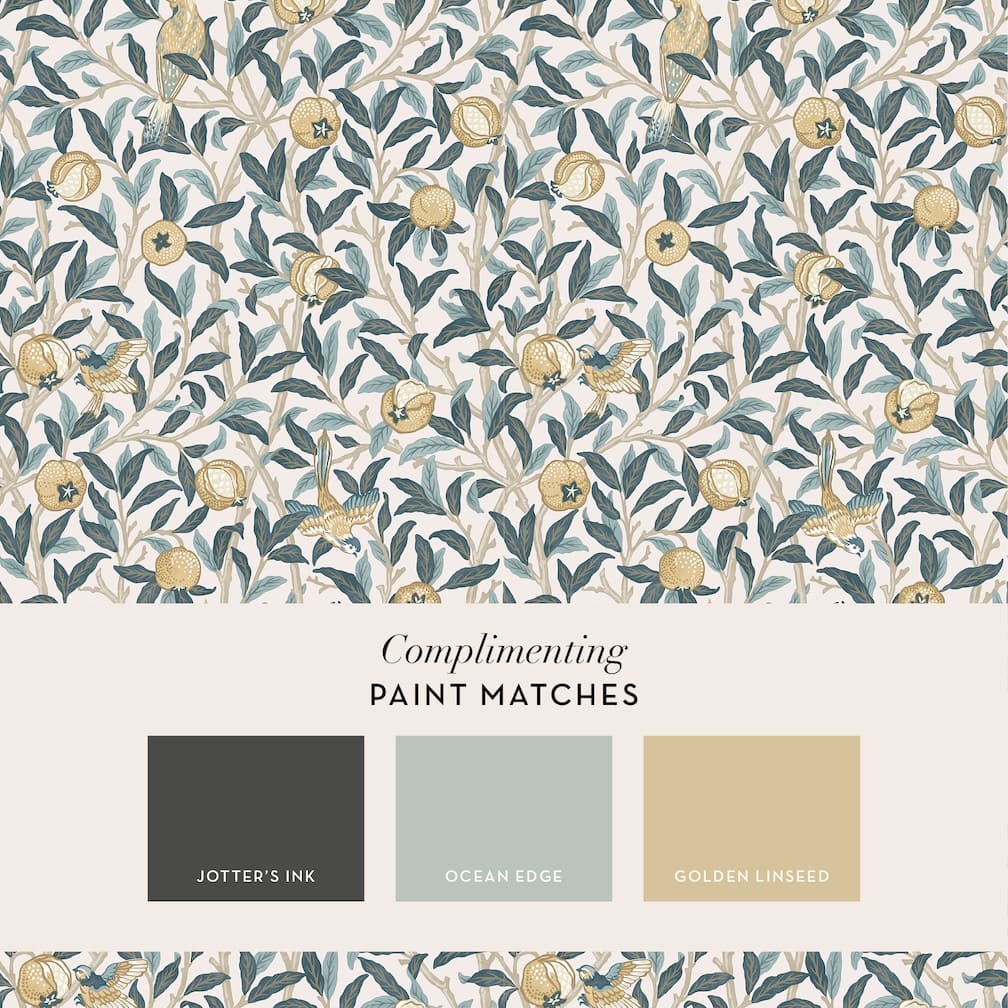 William Morris Bird & Pomegranate Cloudy Blues Wallpaper - 140501