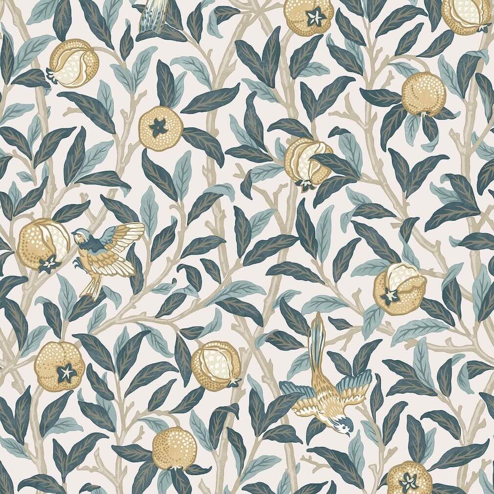 William Morris Bird & Pomegranate Cloudy Blues Wallpaper - 140501