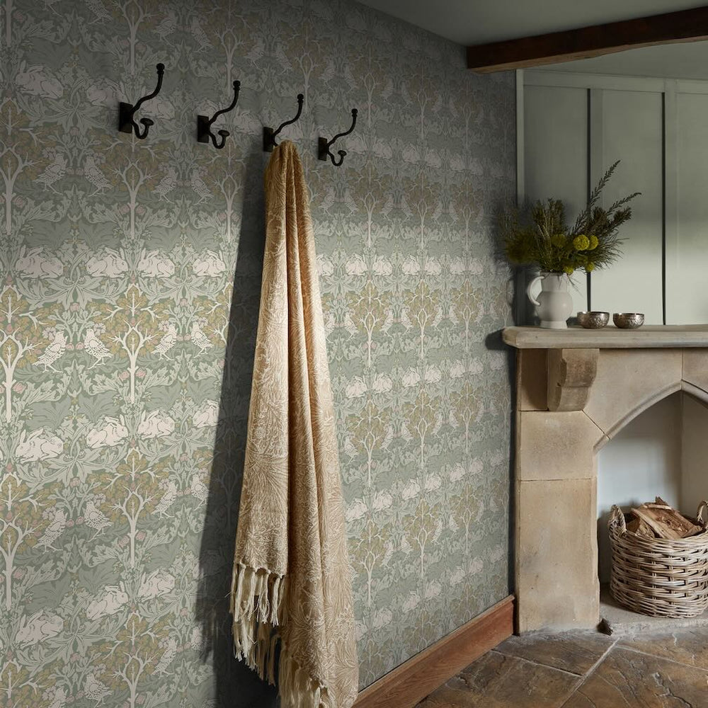 William Morris Brother Rabbit Sage Wallpaper - 140500