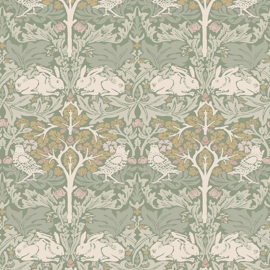 William Morris Brother Rabbit Sage Wallpaper - 140500
