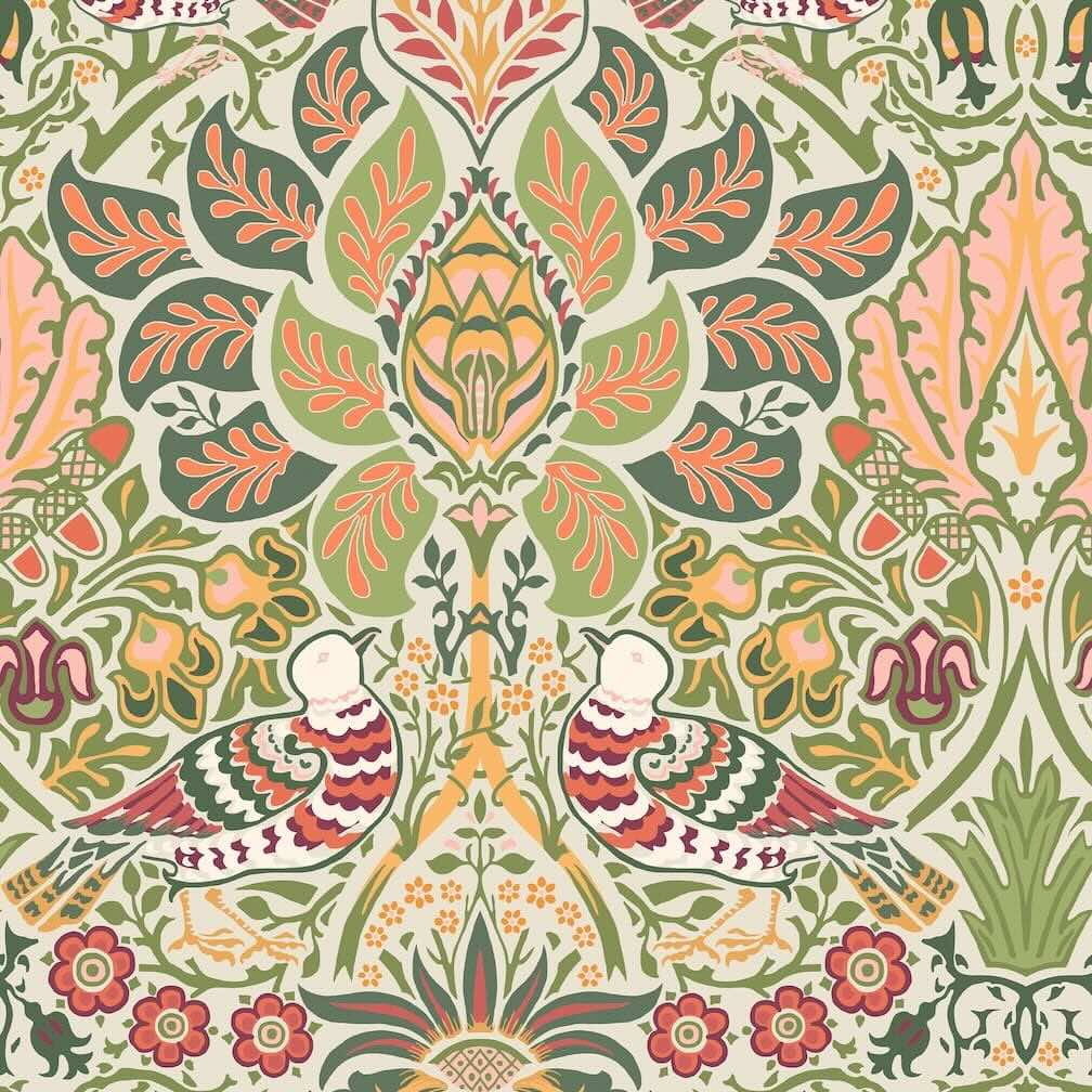 William Morris Dove & Rose Olive Wallpaper - 140481