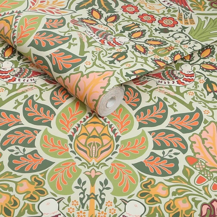 William Morris Dove & Rose Olive Wallpaper - 140481