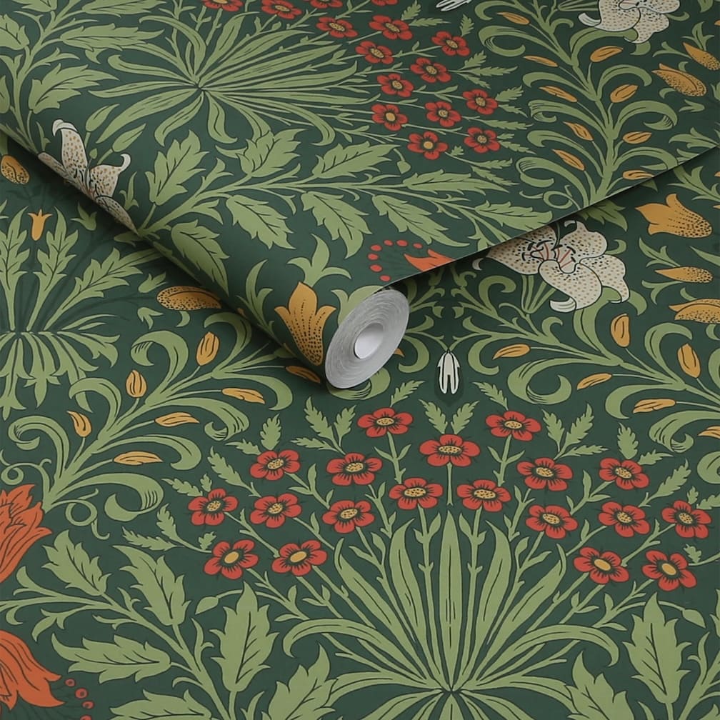 William Morris Garden Moss Green Wallpaper - 140495