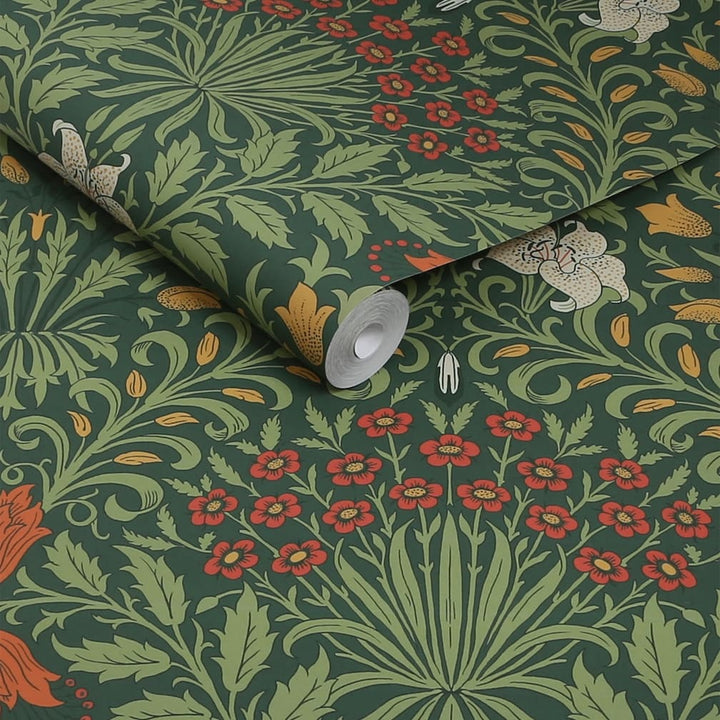 William Morris Garden Moss Green Wallpaper - 140495