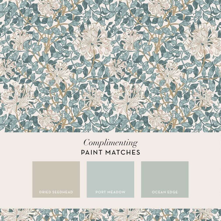 William Morris Honeysuckle Dusk Blue Wallpaper - 140483