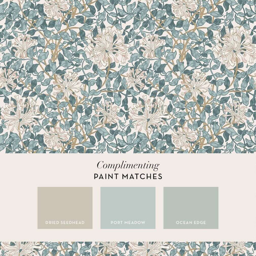 William Morris Honeysuckle Dusk Blue Wallpaper - 140483