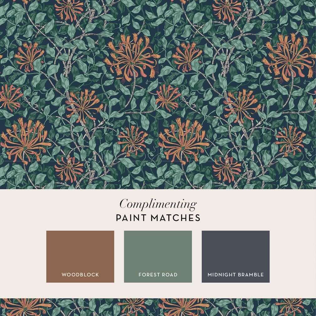 William Morris Honeysuckle Tidewater Blue Wallpaper - 140484