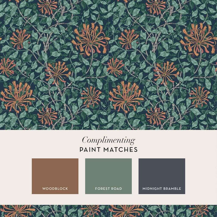 William Morris Honeysuckle Tidewater Blue Wallpaper - 140484