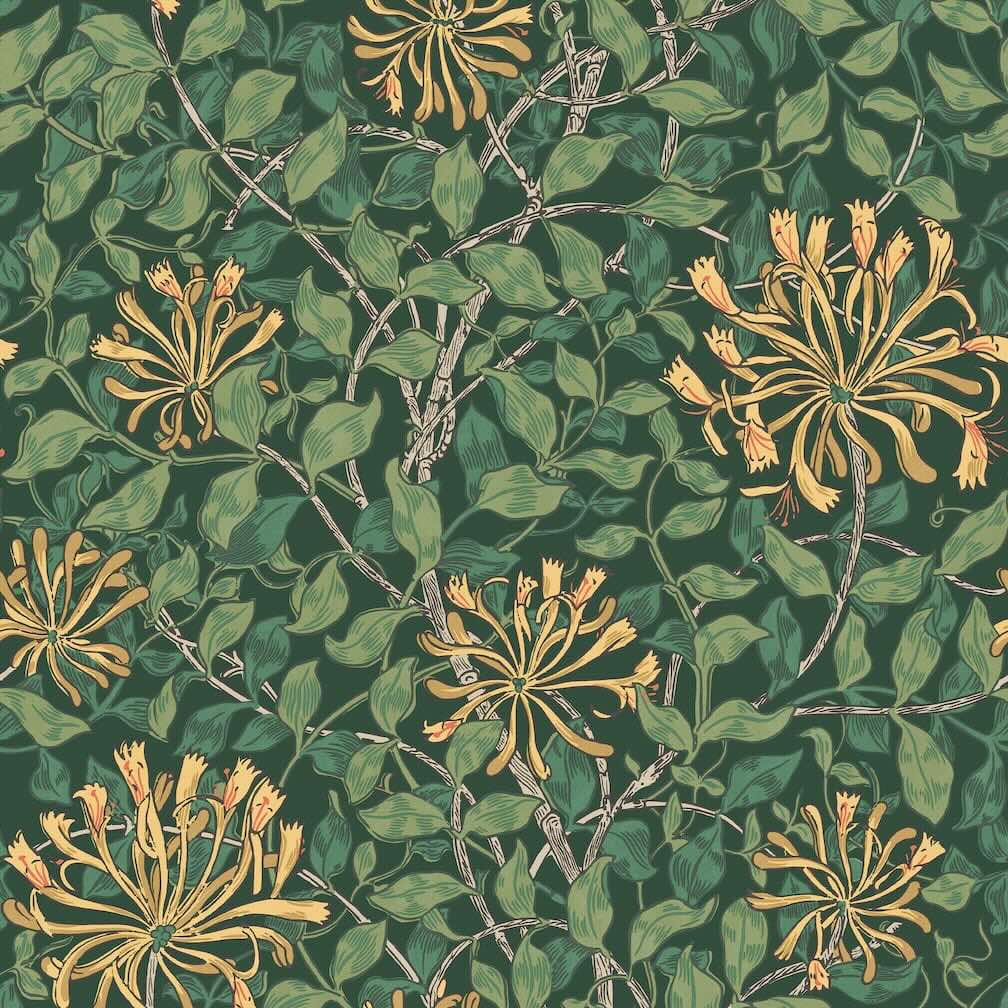 William Morris Honeysuckle Verde Wallpaper - 140487