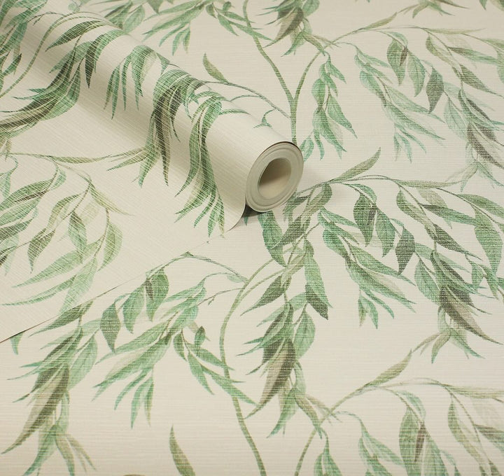Arthouse Willow Tree White and Green Wallpaper