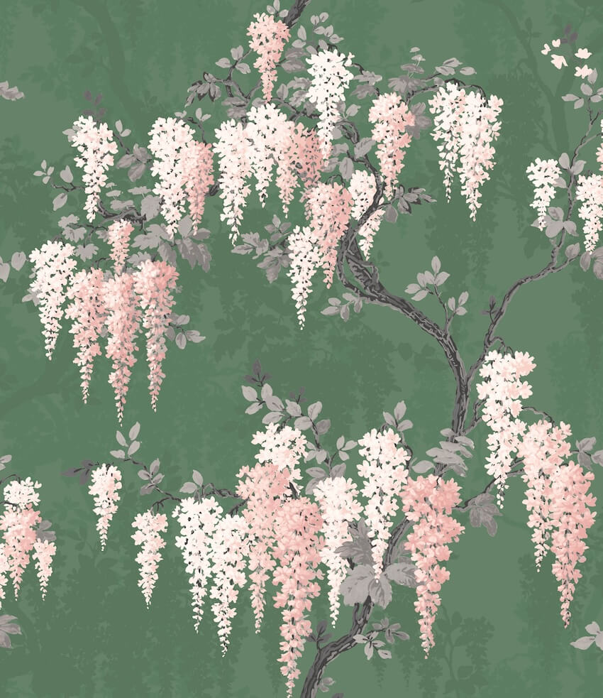 WM-333-Woodchip & Magnolia-Wisteria Botanical Green Wallpaper-Decor Warehouse