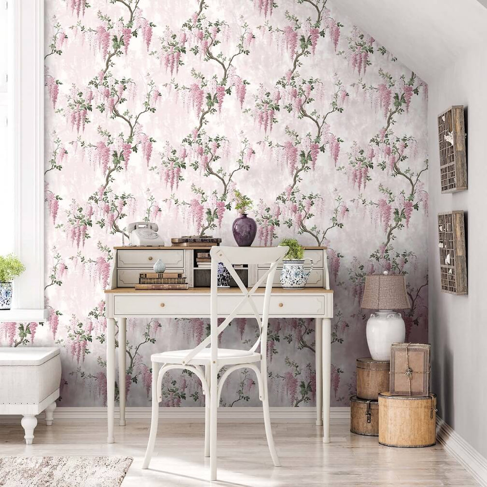  - Woodchip & Magnolia - Wisteria Pretty Pink Wallpaper - Decor Warehouse