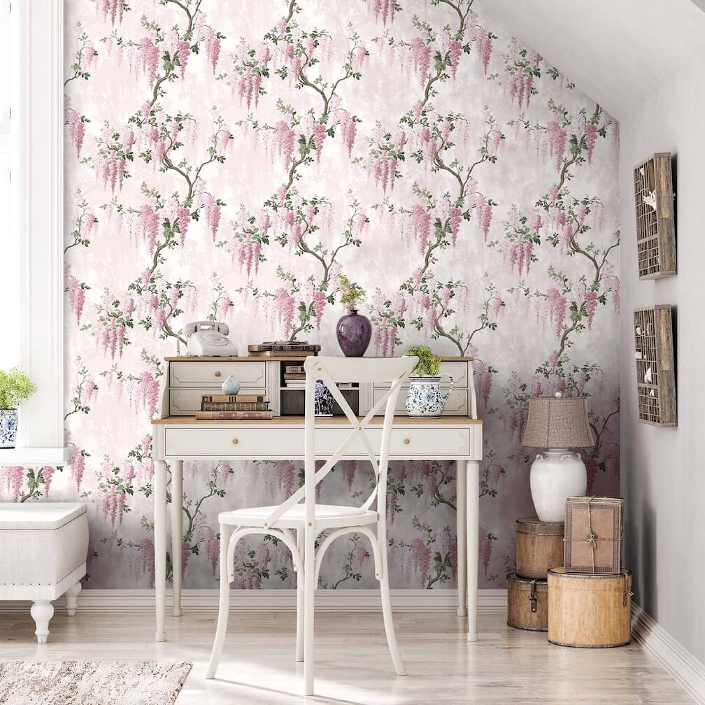  - Woodchip & Magnolia - Wisteria Pretty Pink Wallpaper - Decor Warehouse