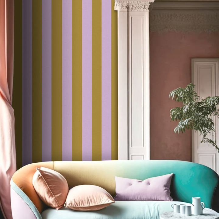 Woodchip & Magnolia Awning Stripe Pistachio Wallpaper - WM-413-07