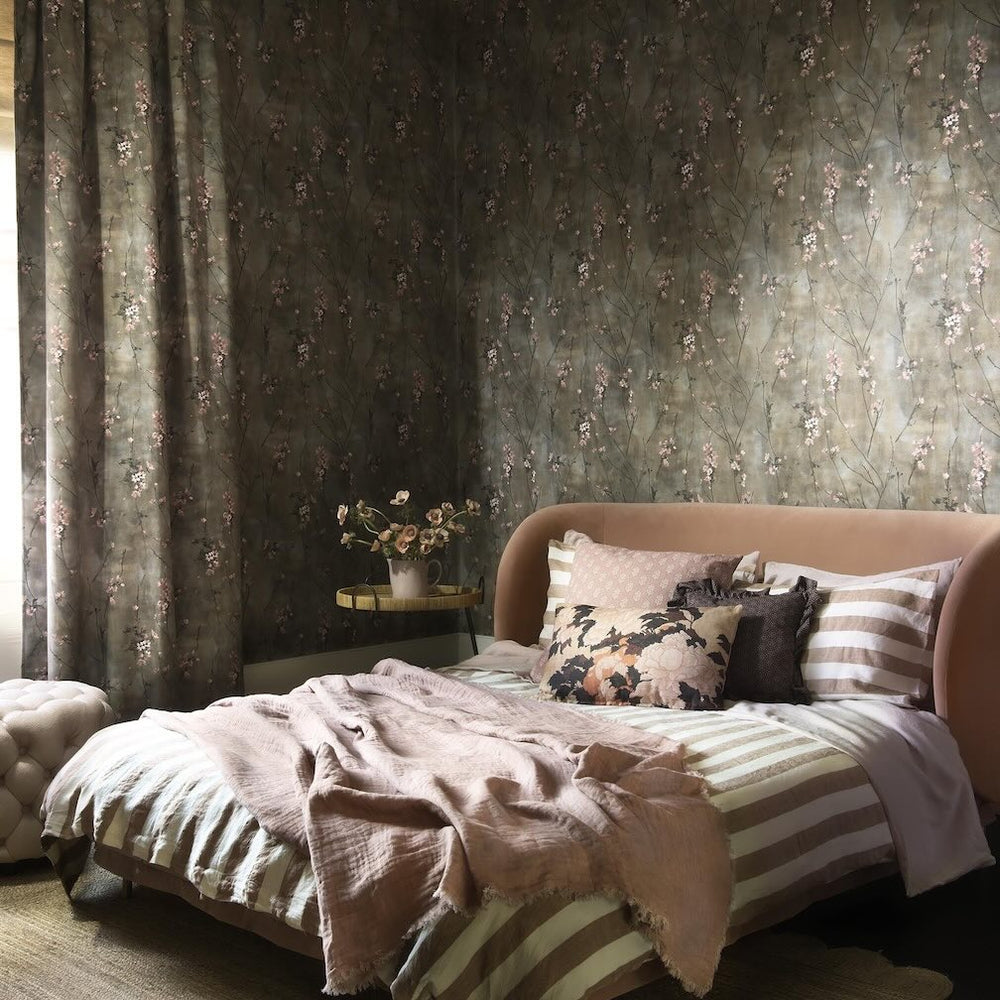 Woodchip & Magnolia Blossom Brown & Blush Wallpaper - WM - 386 - 01