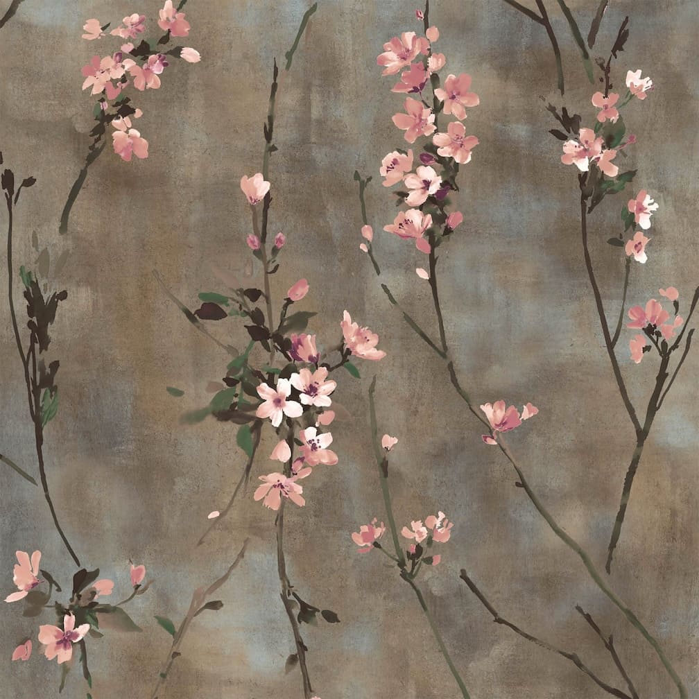 Woodchip & Magnolia Blossom Brown & Blush Wallpaper - WM - 386 - 01