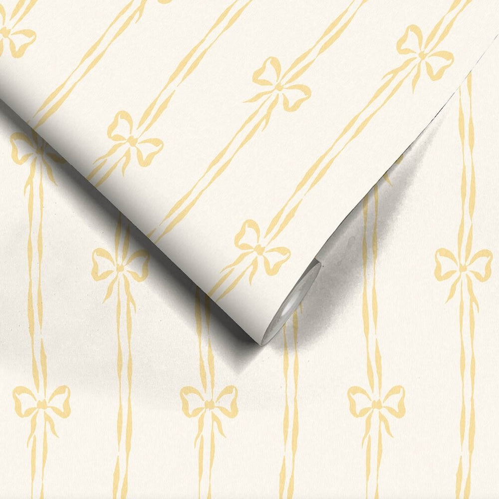 Woodchip & Magnolia Bow Peep Buttercup Wallpaper - WM - 481 - 08