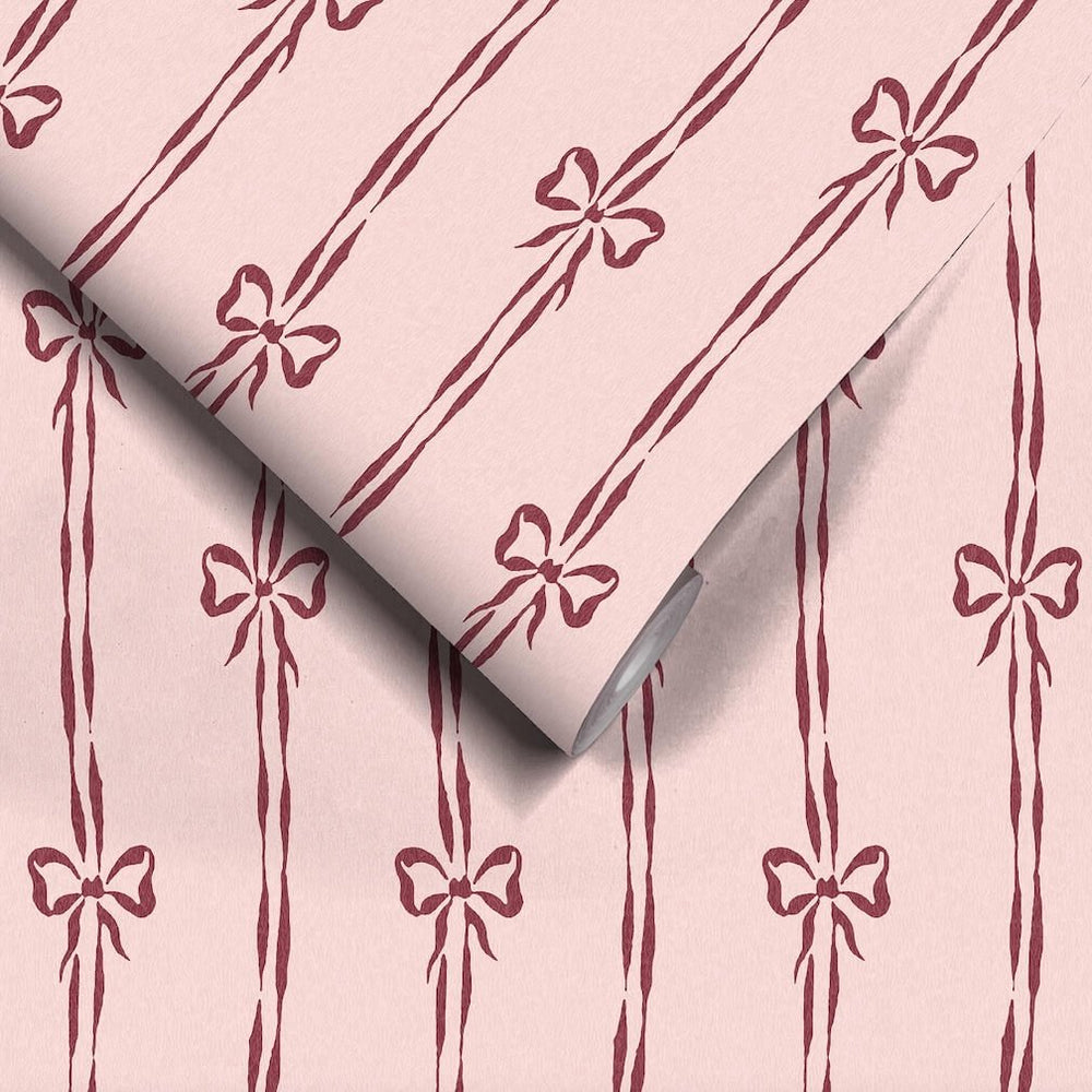 Woodchip & Magnolia Bow Peep Cherry Pink Wallpaper - WM - 481 - 01